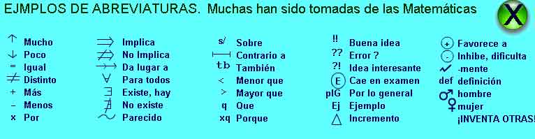 En esta imagen vemos unas 35 abreviaturas muy útiles para los esquemas.